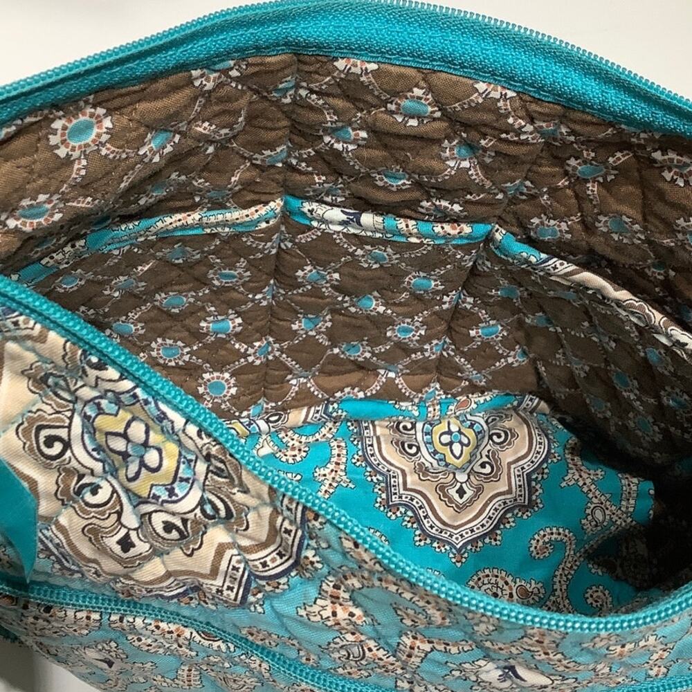 Vera Bradley Blue Beige Paisley Small Purse with Wear on Straps - Boho, Preppy - Picture 6 of 10
